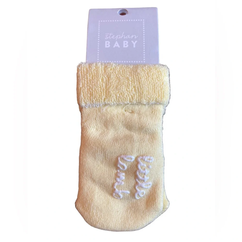 Baby Yellow “Little Lamb”  Newborn Socks